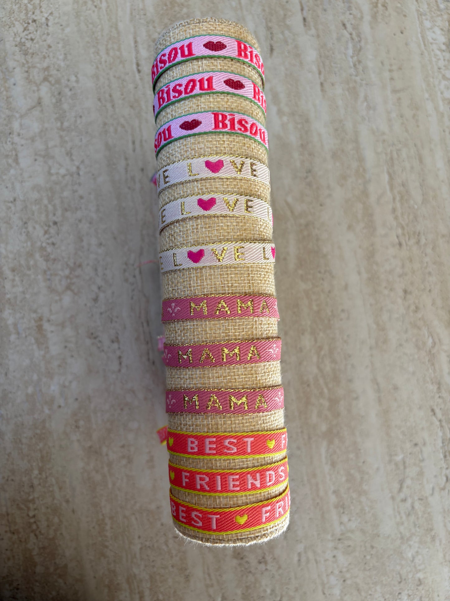 Bracelet ruban à messages