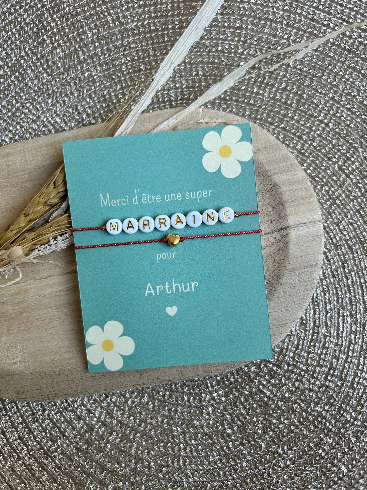 Carte personnalisée super marraine (bracelet non inclus)