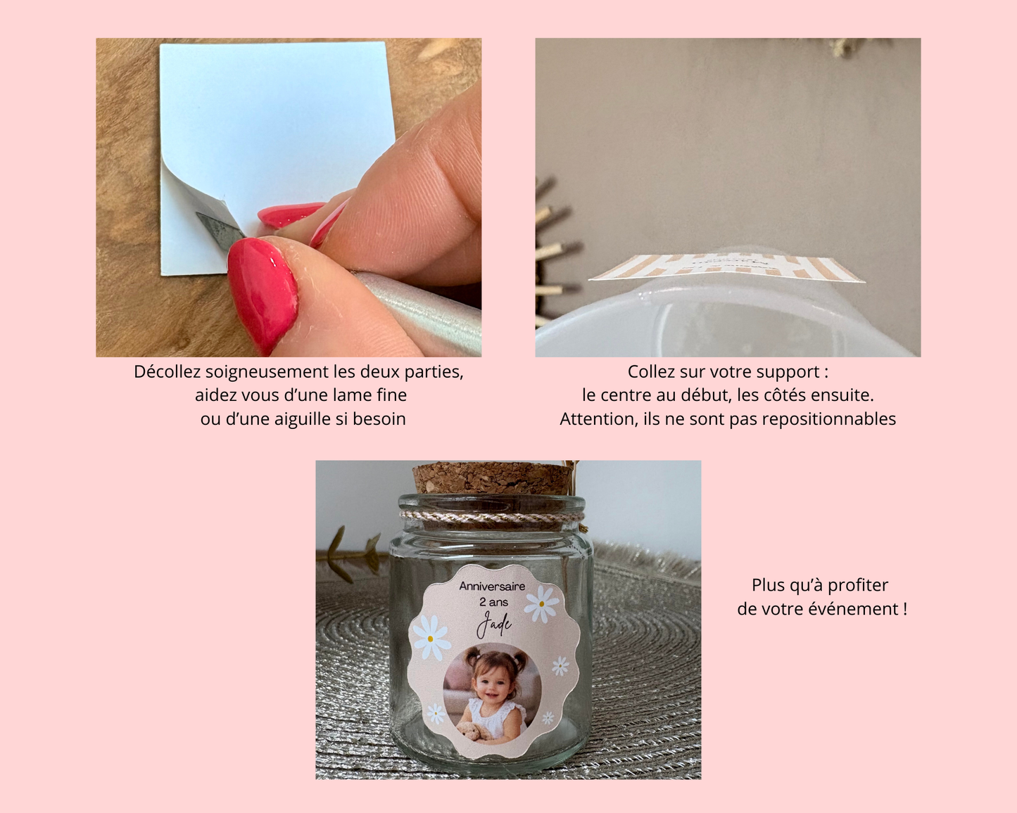 Etiquettes / Stickers autocollants personnalisés pour vos mariages, anniversaires, EVJF, baptêmes...