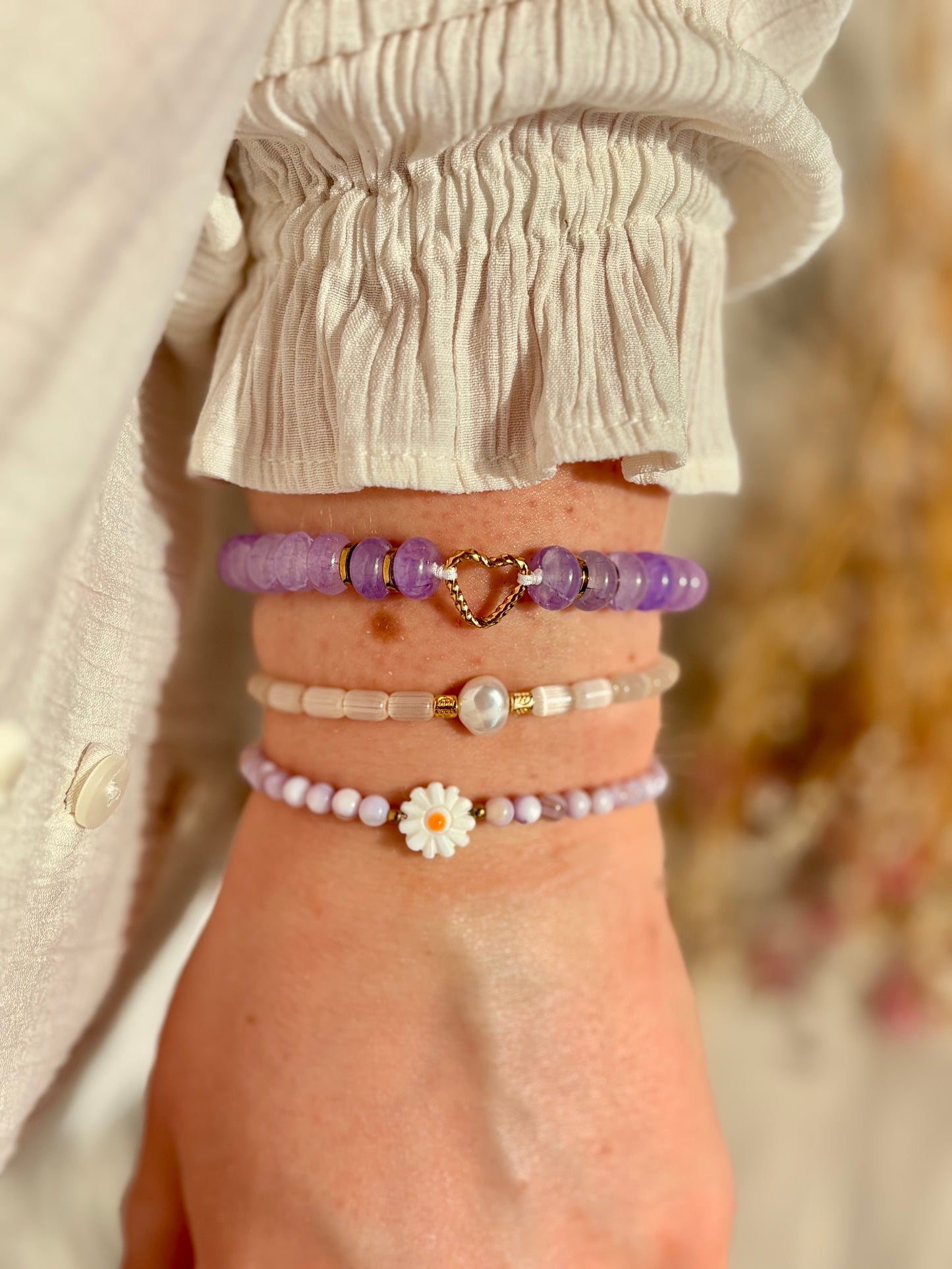 Bracelet Marguerite perles en coquillage