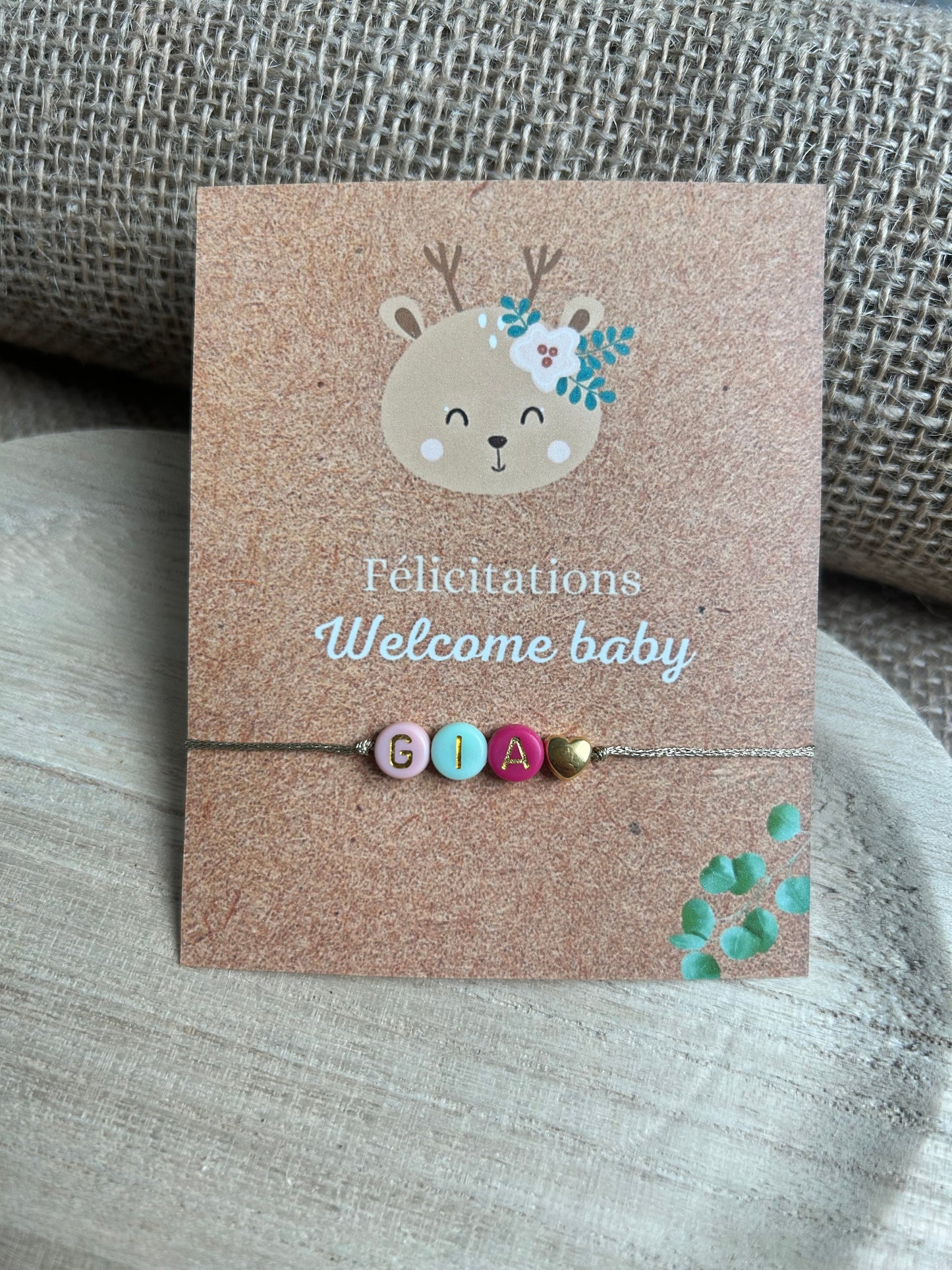 Carte naissance Faon (bracelet non inclus)