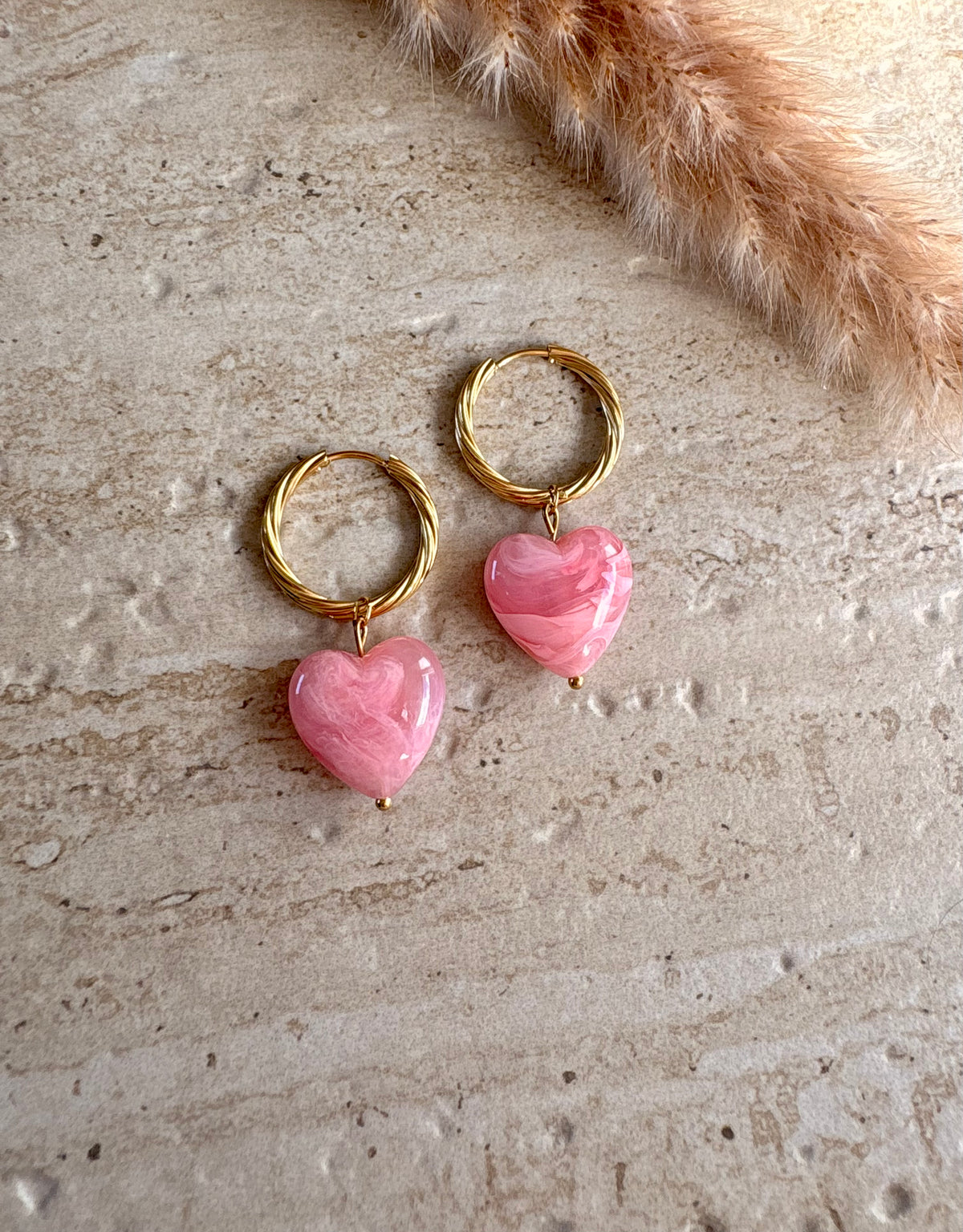Collier EVA rose, coeur en résine, sur chaîne en acier inoxydable