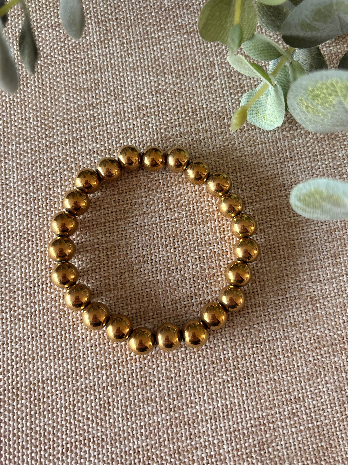 Bracelet ALMA élastique perles en hématite dorées