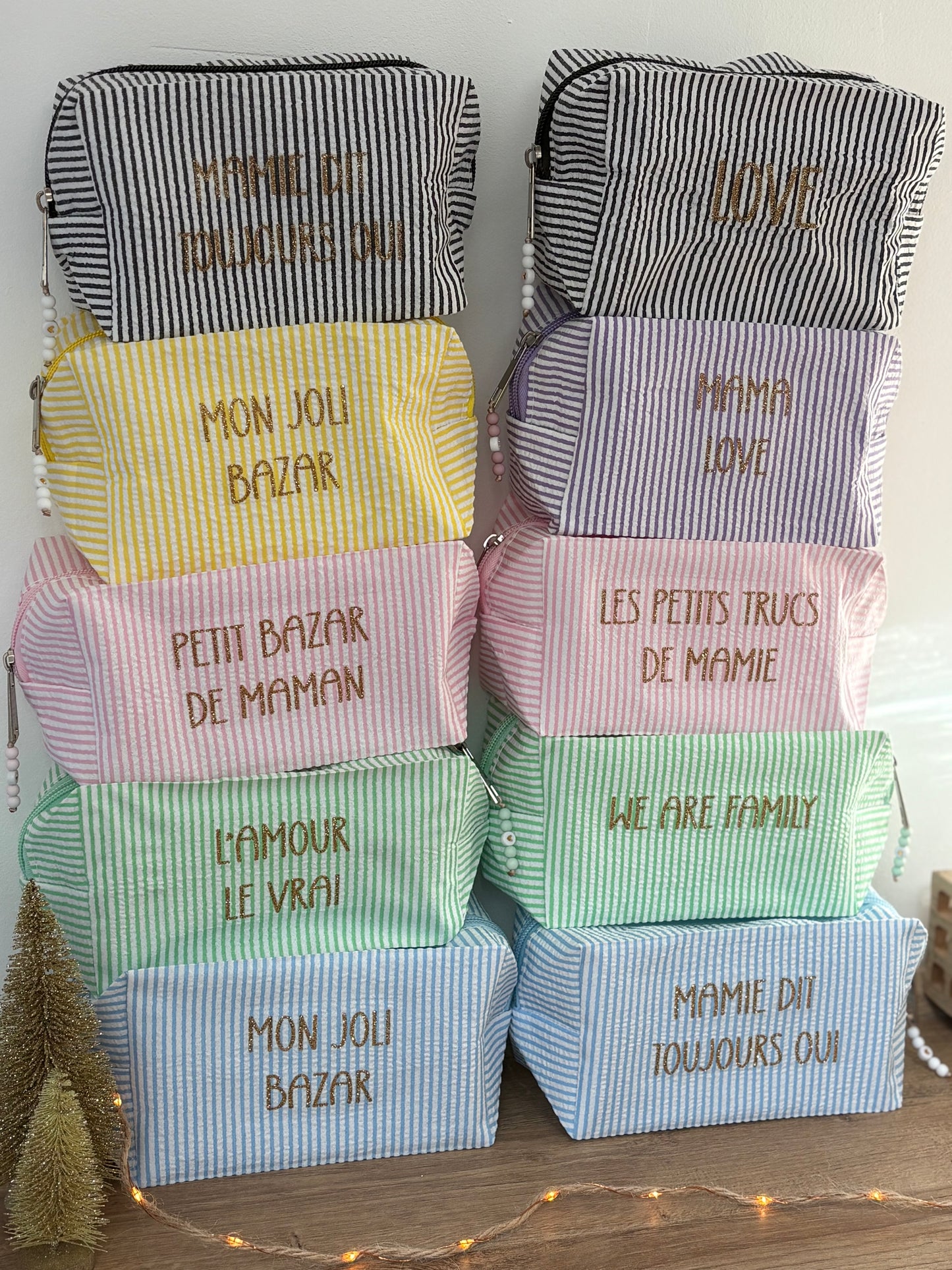 Pochette à rayures personnalisée