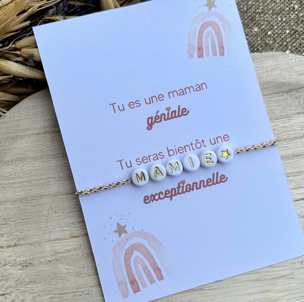Carte annonce grossesse Mamie (bracelet non inclus)