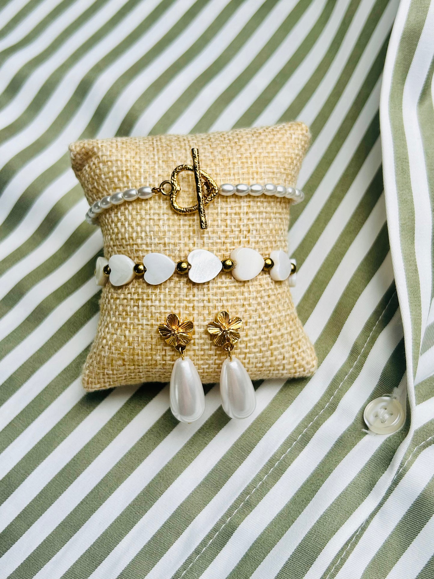 Bracelet Crush acier inoxydable & imitation perles d’eau douce