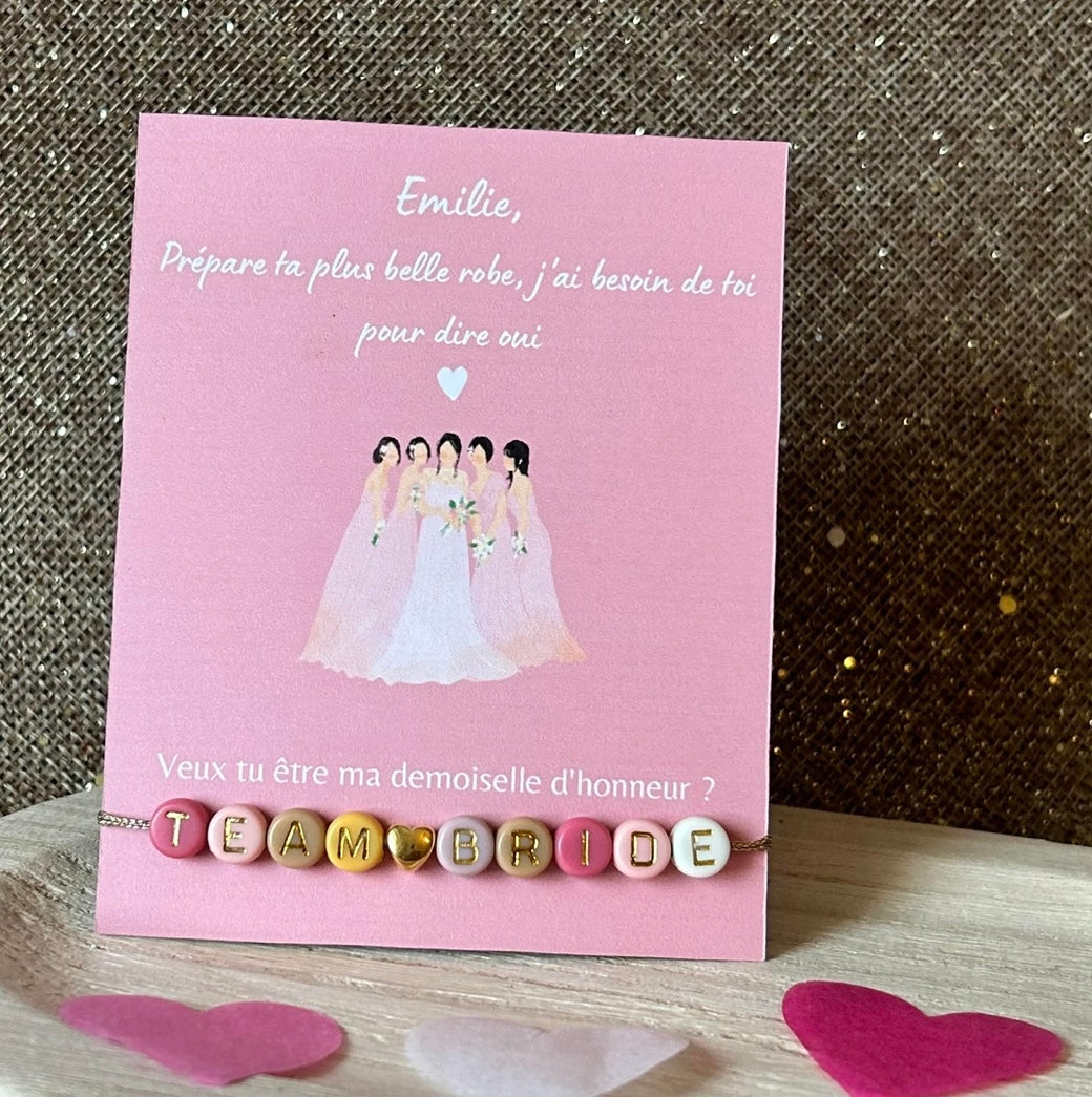 Carte personnalisable demoiselle d’honneur (bracelet non inclus)