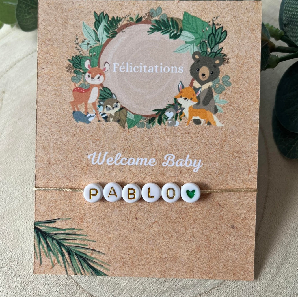Carte naissance forêt (bracelet non inclus)