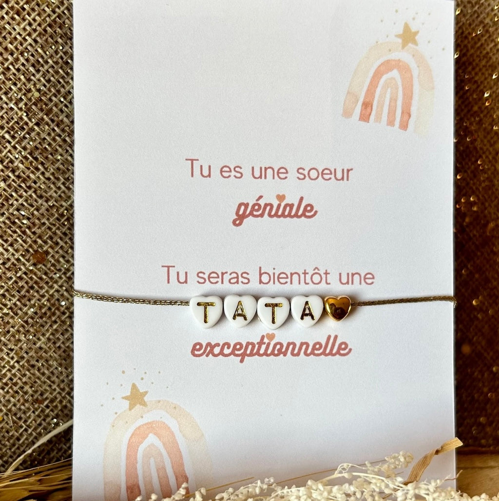 Carte « J’annonce ma grossesse à ma sœur » (bracelet non inclus)