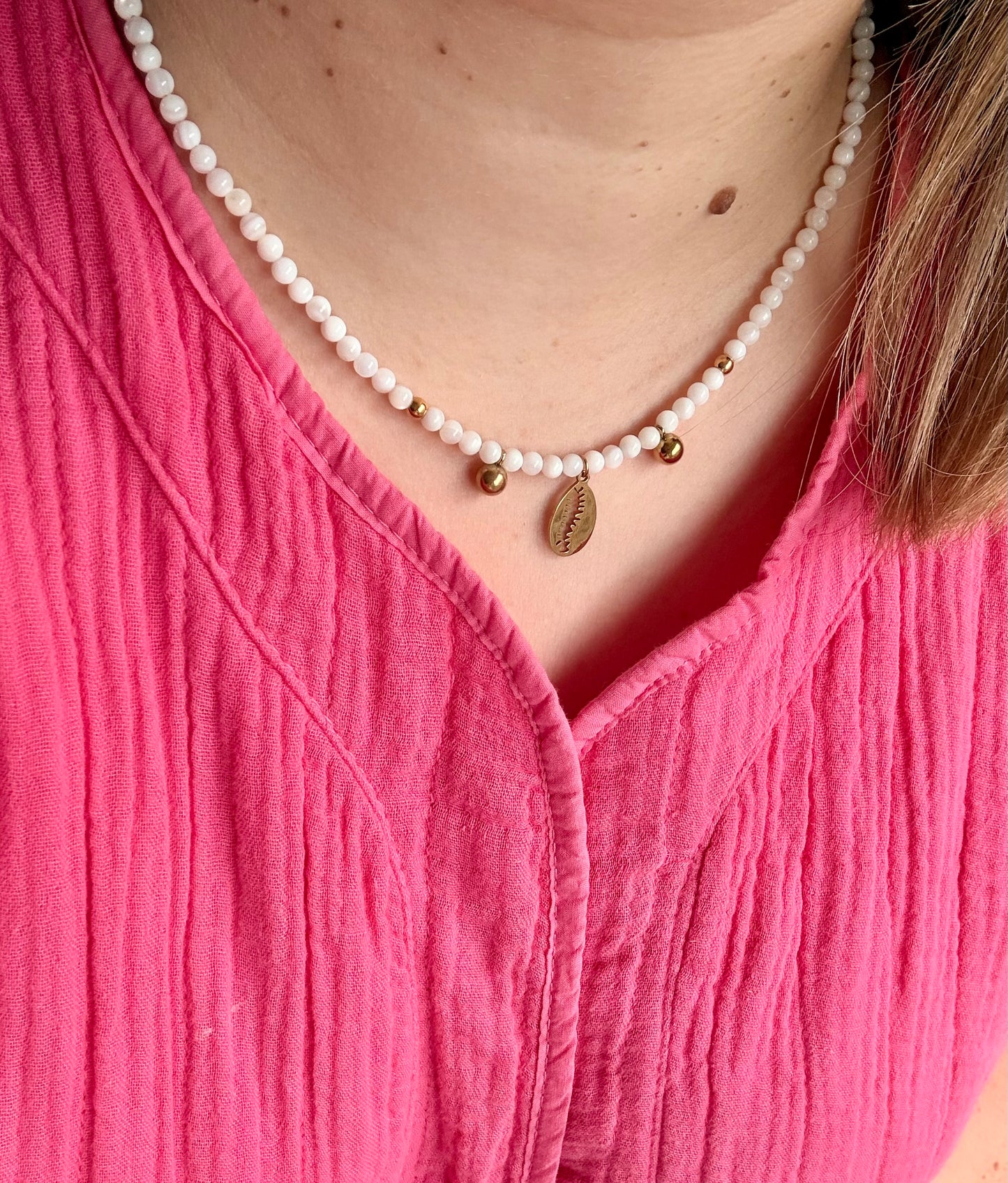 Collier CAURI en coquillage et acier inoxydable