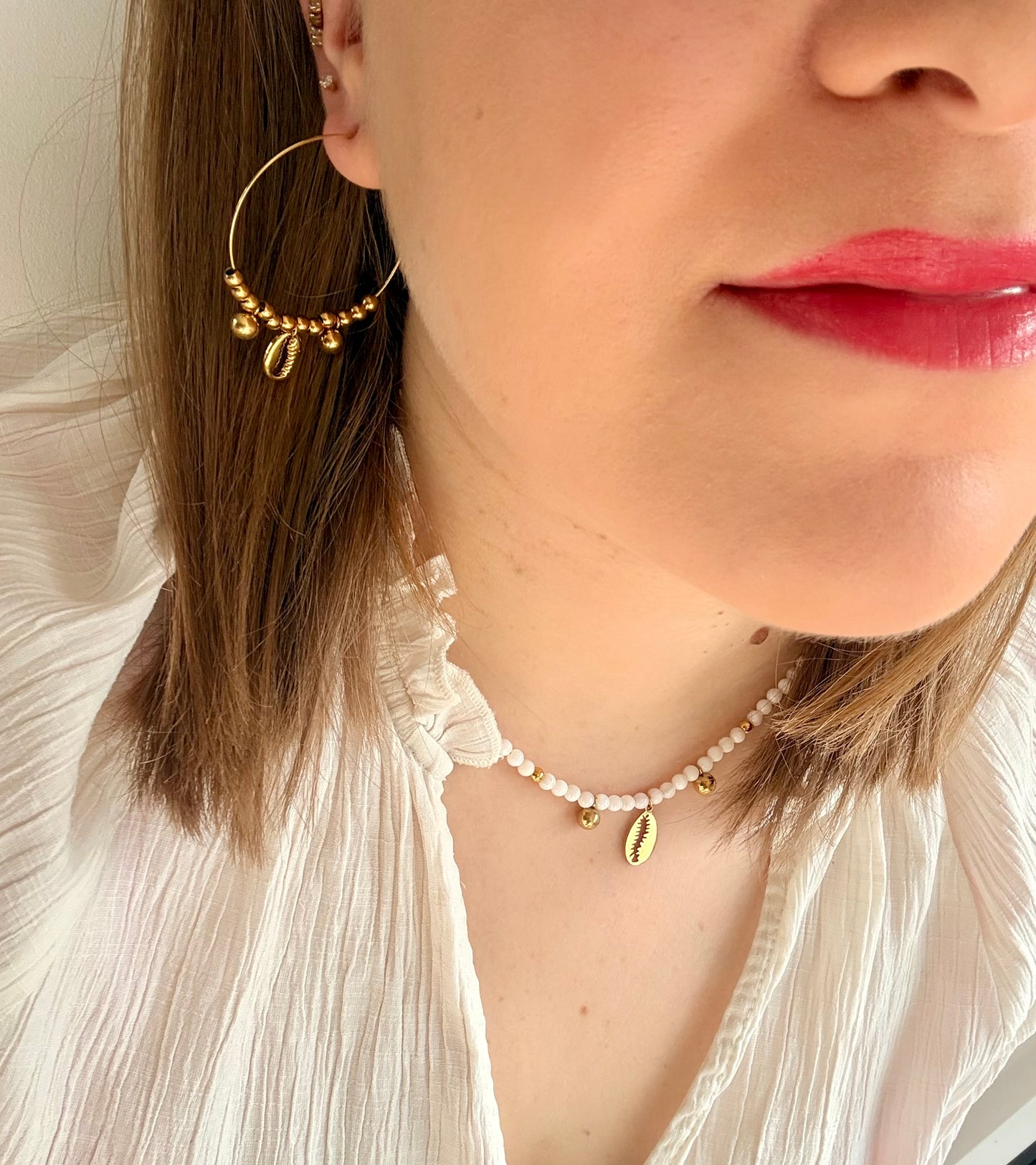 Collier CAURI en coquillage et acier inoxydable