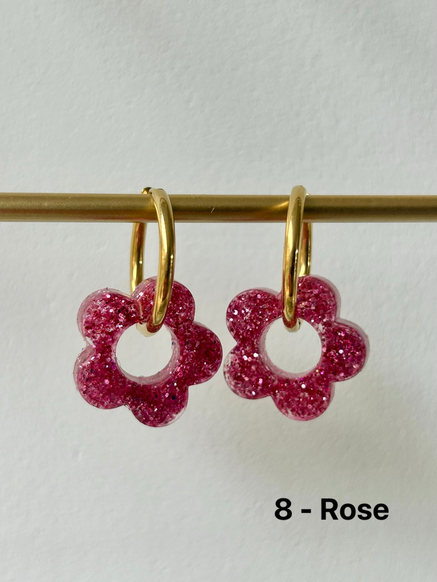 Boucles d’oreilles fleurs pailletées