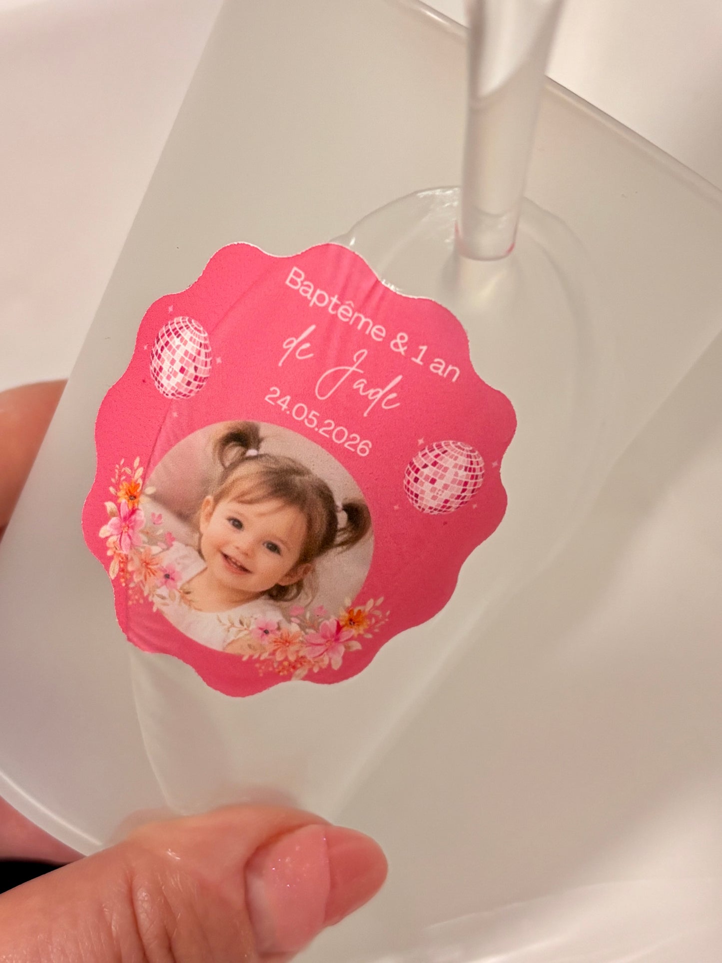 Stickers/étiquettes autocollantes personnalisables et imperméables / résistantes à l’eau pour Ecocup baptême, mariage, anniversaire, EVJF