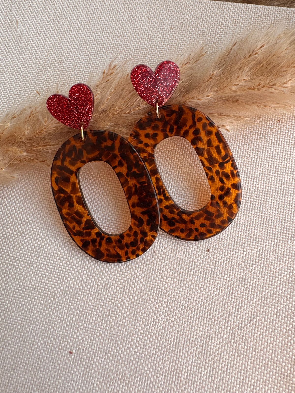 Boucles d’oreilles SOPHIA cœur et ovale à paillettes acier inoxydable