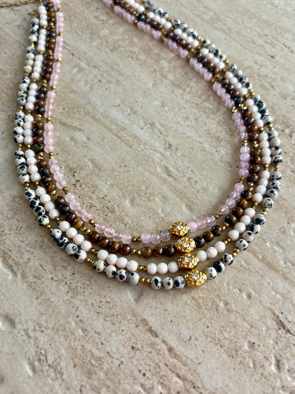 Collier PAULA en pierres naturelles et acier inoxydable
