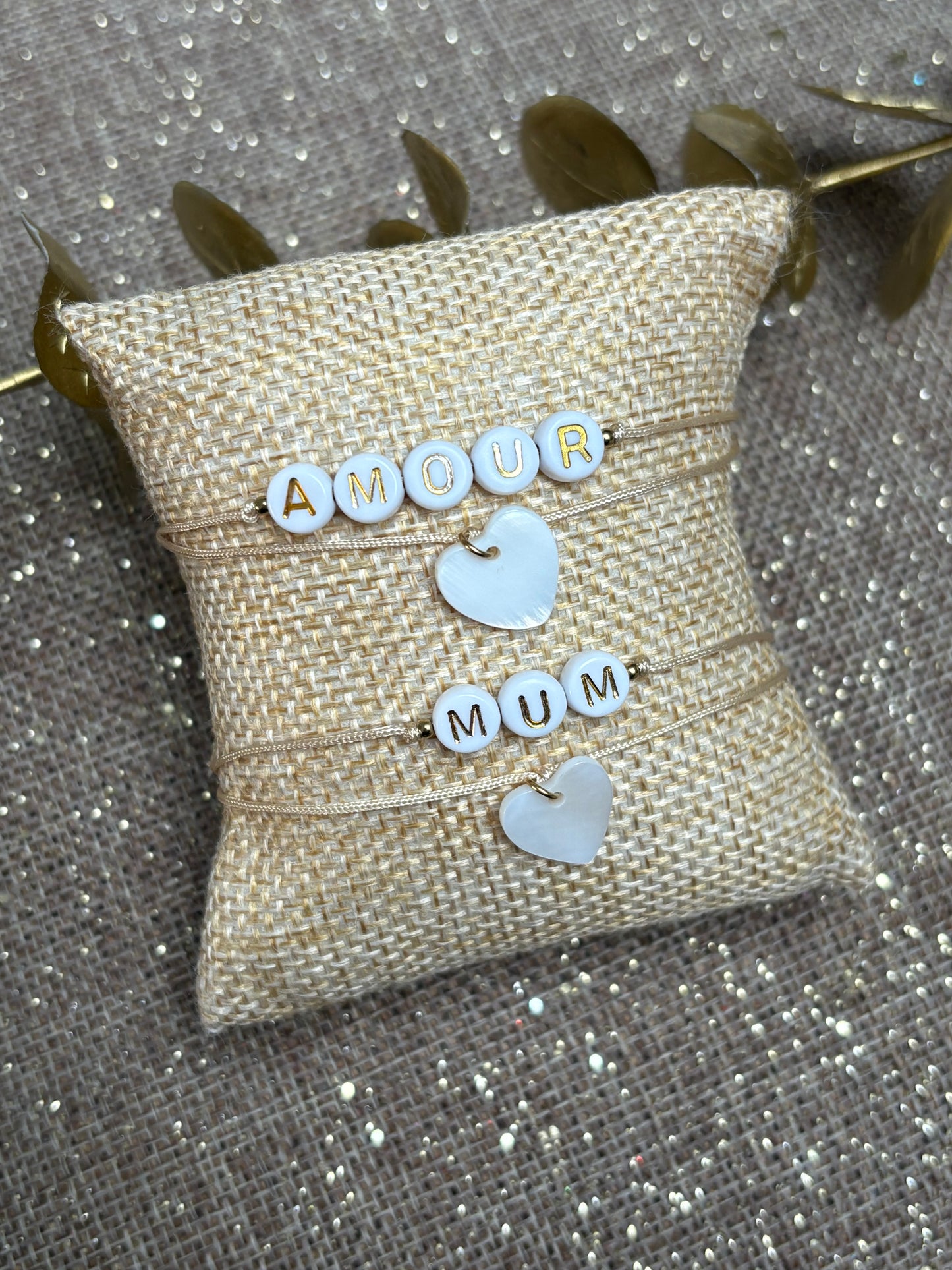 Dernière chance : bracelet personnalisé cœur nacré