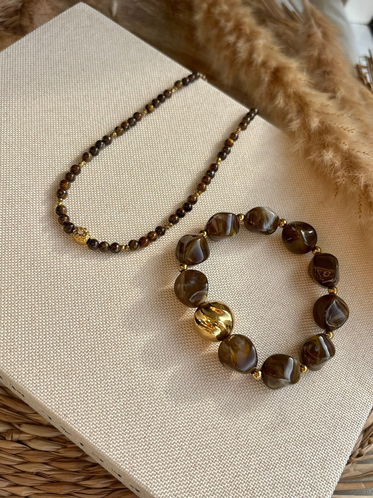 Collier PAULA en pierres naturelles et acier inoxydable