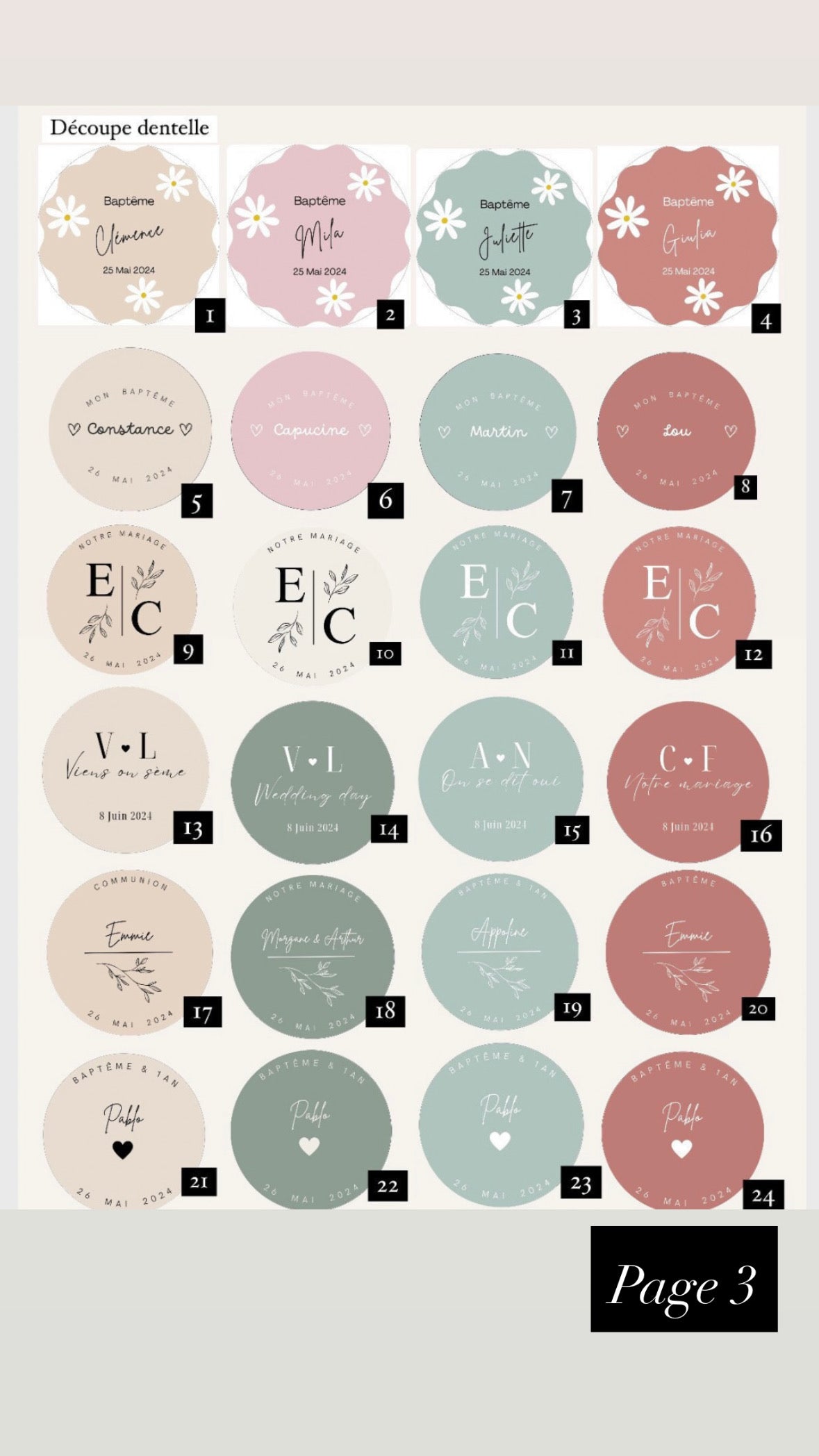 Stickers/étiquettes autocollantes personnalisables et imperméables / résistantes à l’eau pour Ecocup baptême, mariage, anniversaire, EVJF