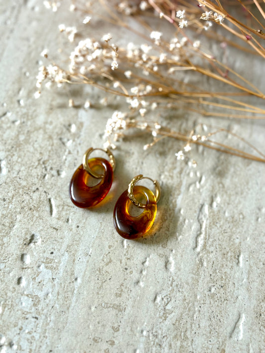 Boucles d'oreilles créoles ovales marrons
