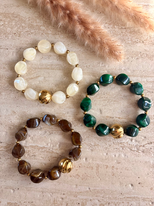 Bracelet NINA perles colorées et acier inoxydable (3 couleurs)