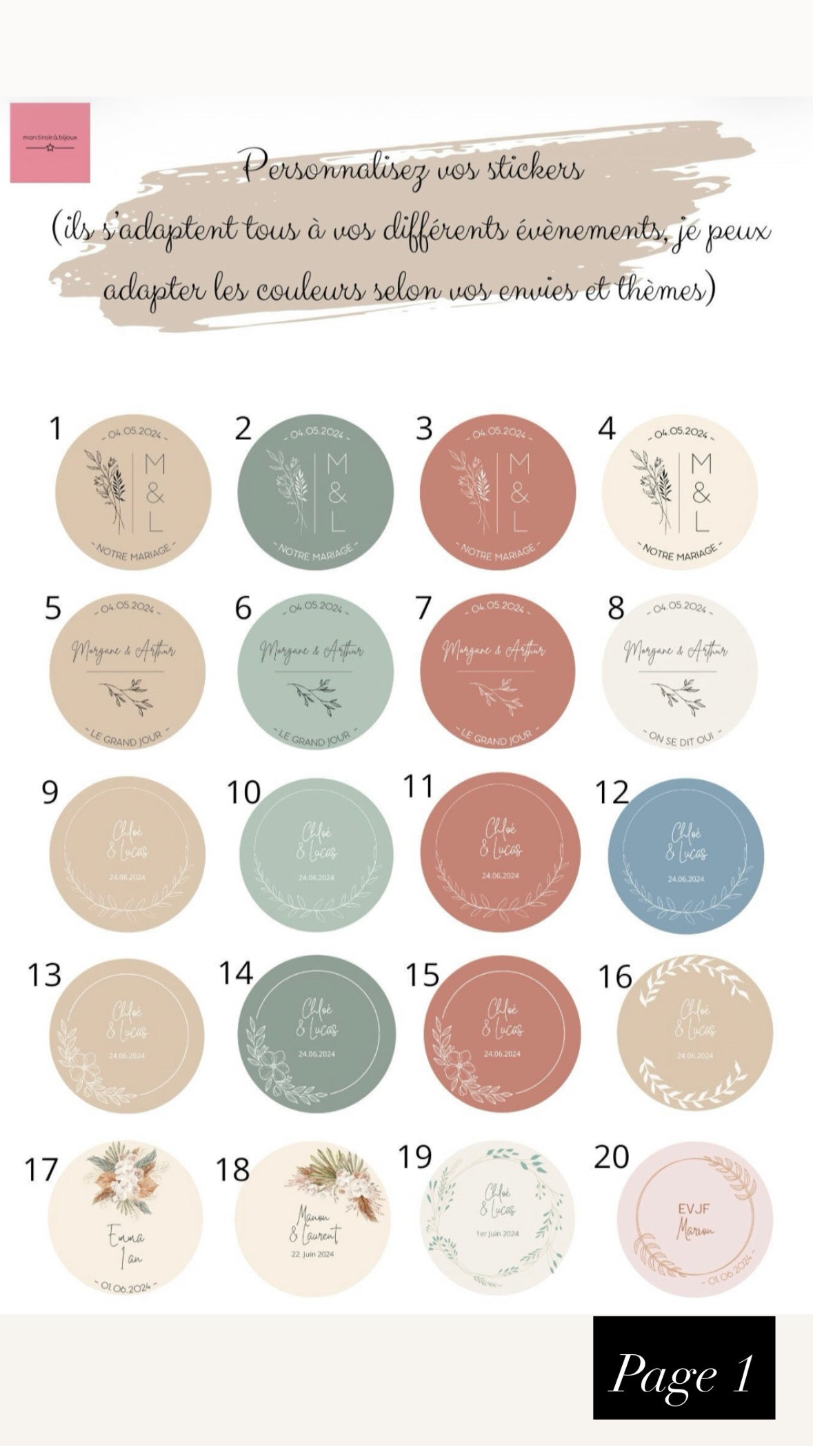 Stickers/étiquettes autocollantes personnalisables et imperméables / résistantes à l’eau pour Ecocup baptême, mariage, anniversaire, EVJF