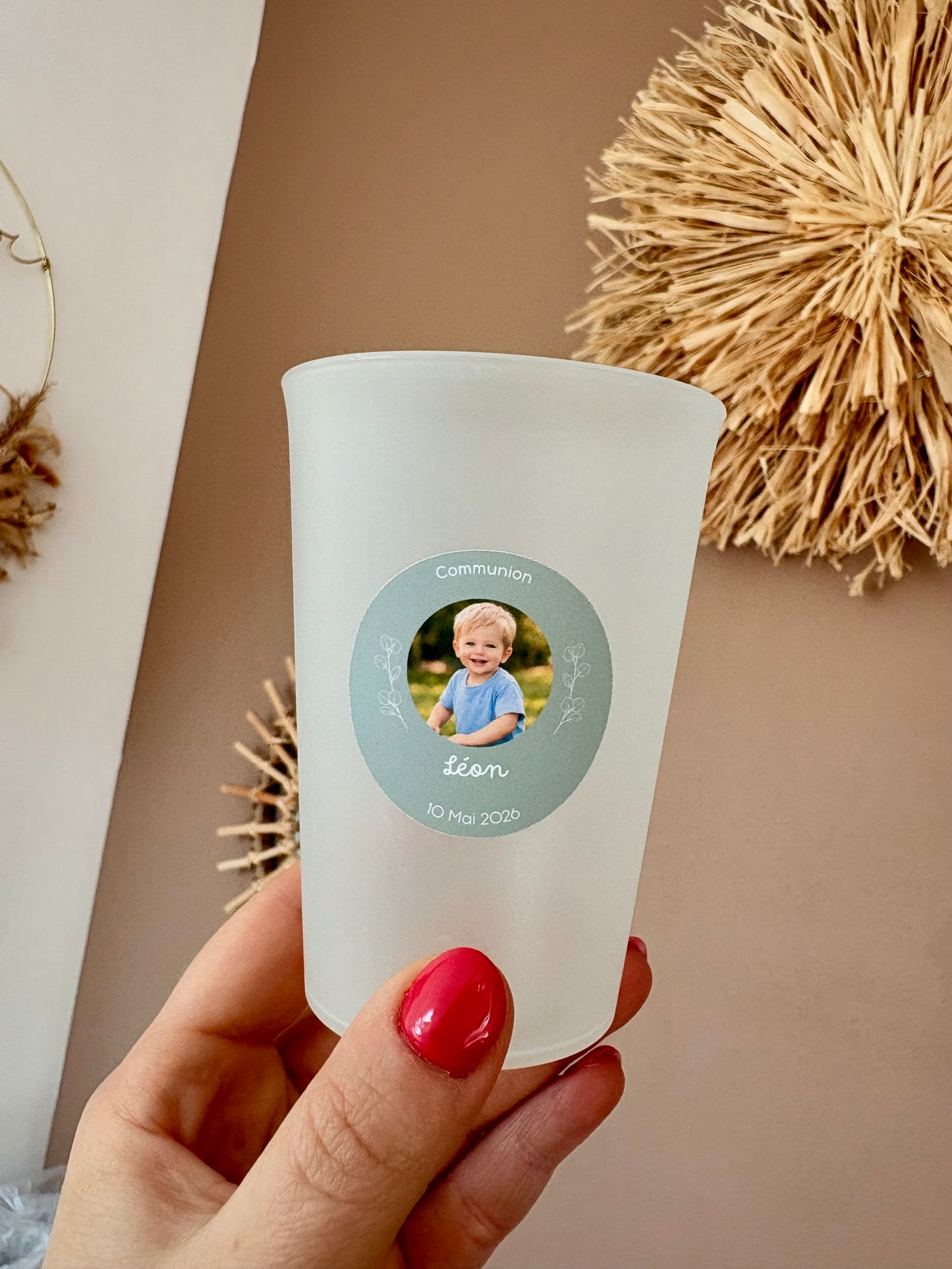 Stickers/étiquettes autocollantes personnalisables et imperméables / résistantes à l’eau pour Ecocup baptême, mariage, anniversaire, EVJF