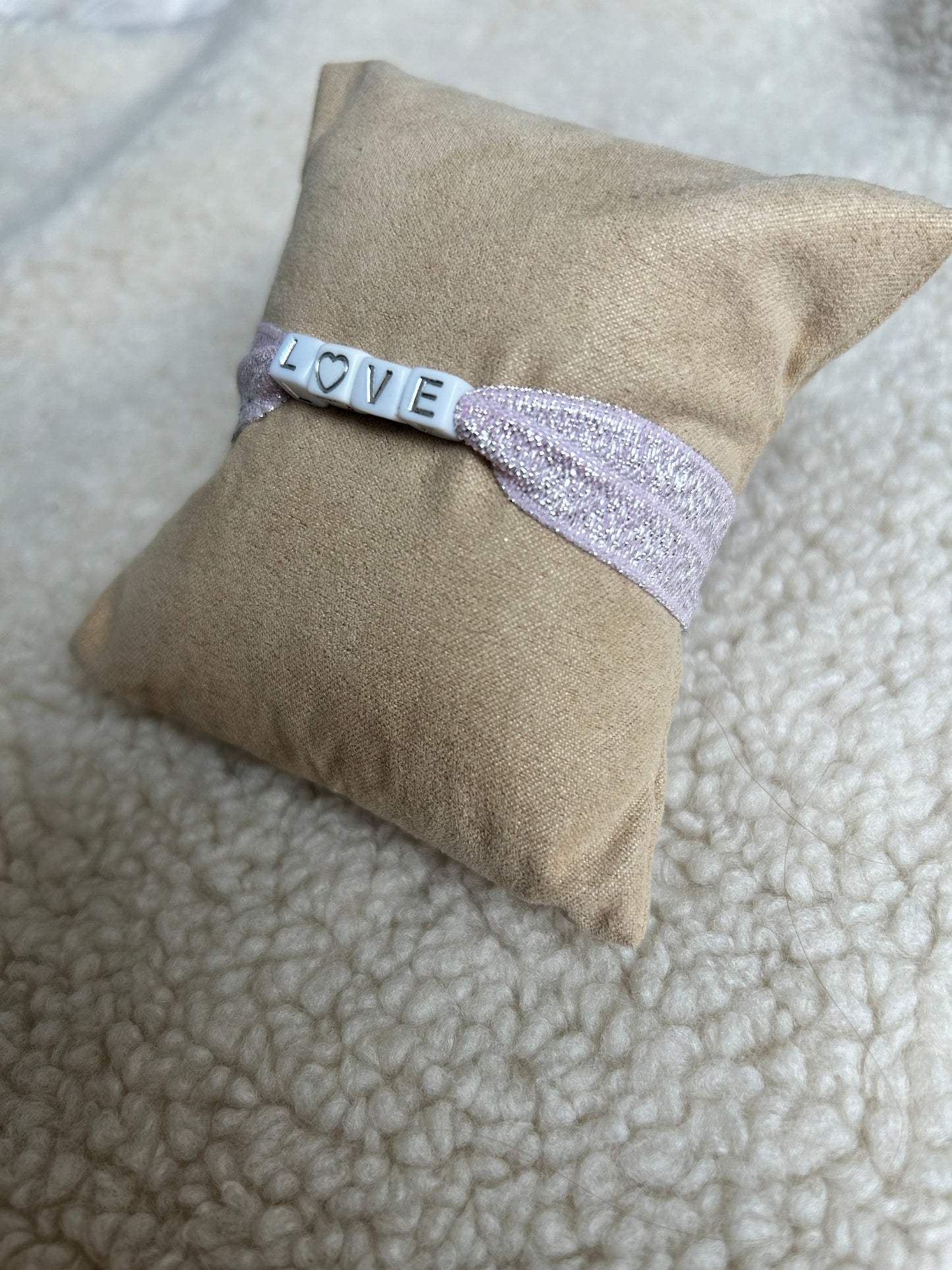 Bracelet élastique pailleté rose