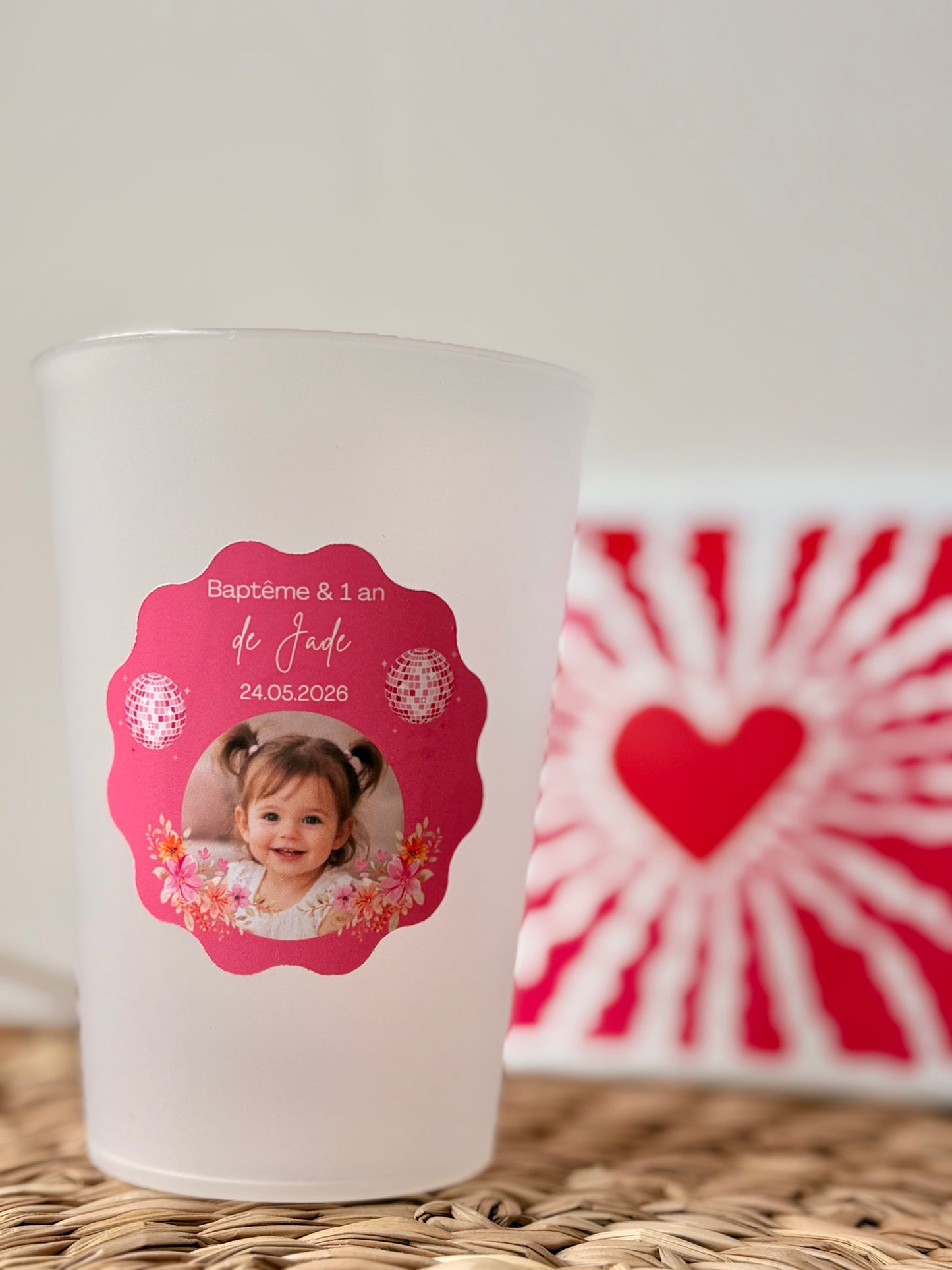 Stickers/étiquettes autocollantes personnalisables et imperméables / résistantes à l’eau pour Ecocup baptême, mariage, anniversaire, EVJF