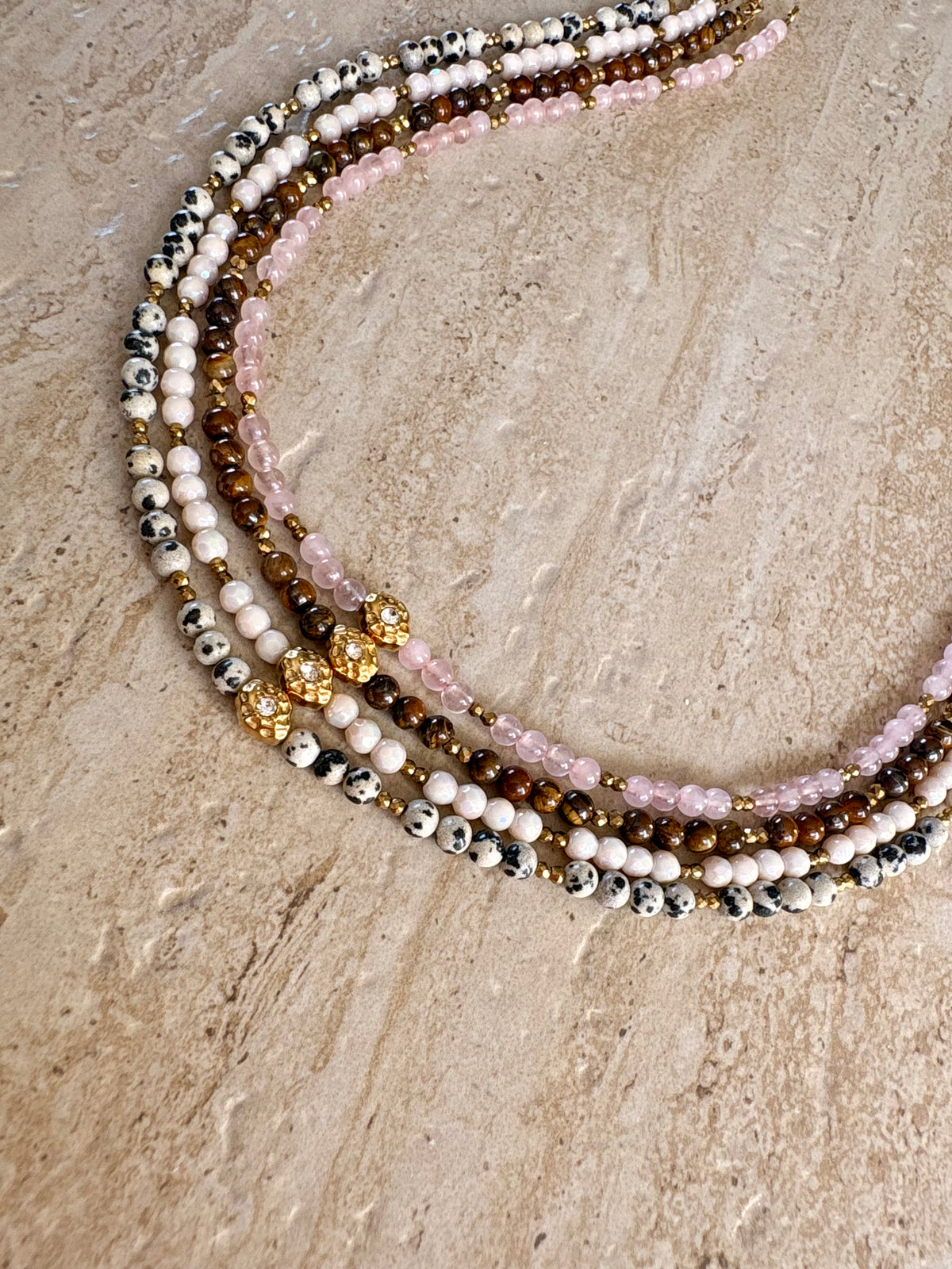 Collier PAULA en pierres naturelles et acier inoxydable