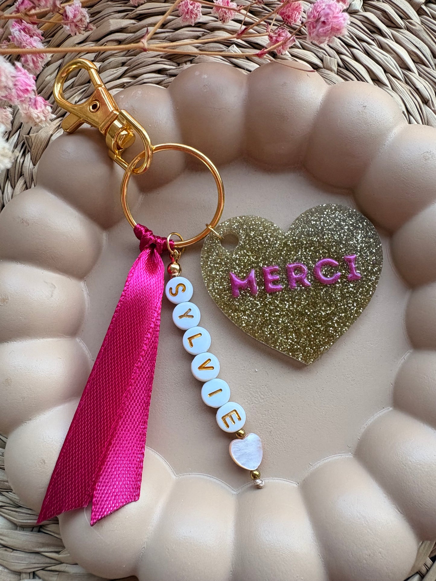 Porte clés Merci personnalisable cadeau fin d’année scolaire (nounou, atsem, maîtresse…)