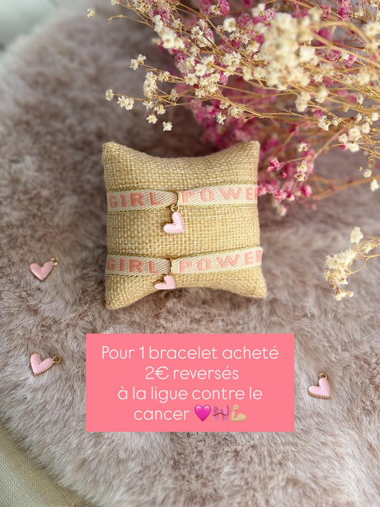 Bracelet ruban Octobre rose 🎀 Girl Power 💪🏼🩷