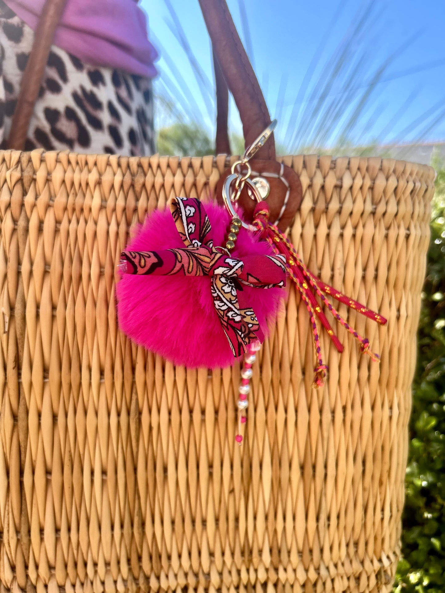 Porte clef / grigri de sac rose