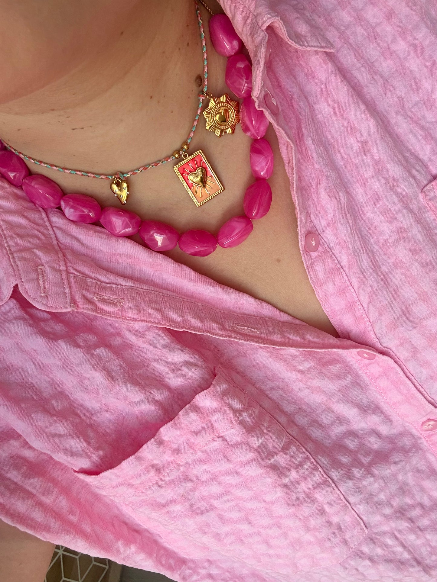 Collier Breloques multicolore acier inoxydable