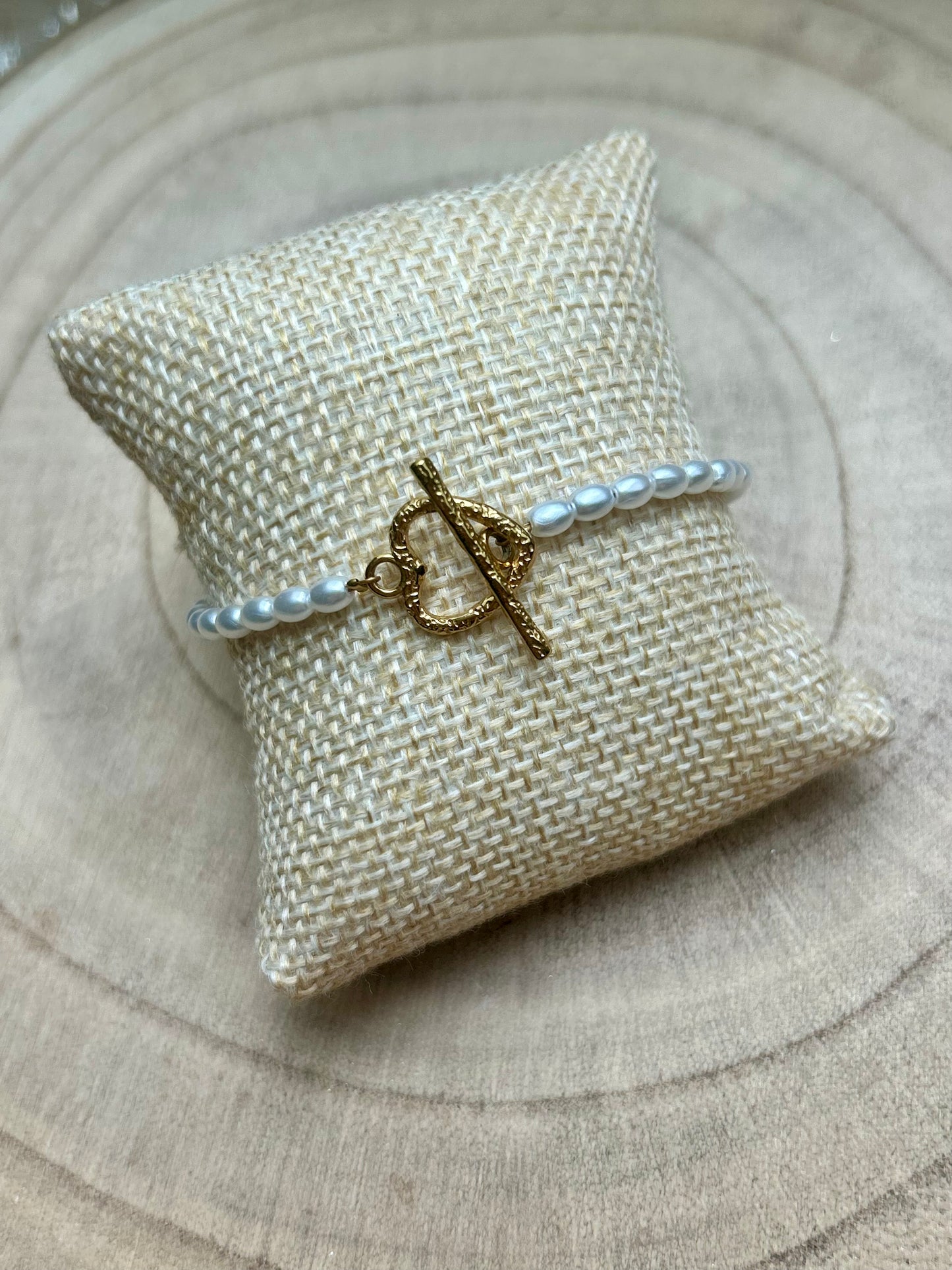 Bracelet Crush acier inoxydable & imitation perles d’eau douce