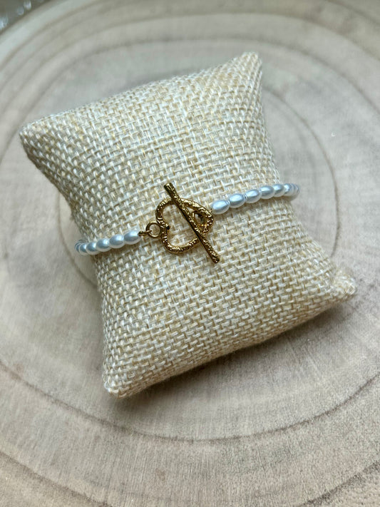 Bracelet Crush acier inoxydable & imitation perles d’eau douce