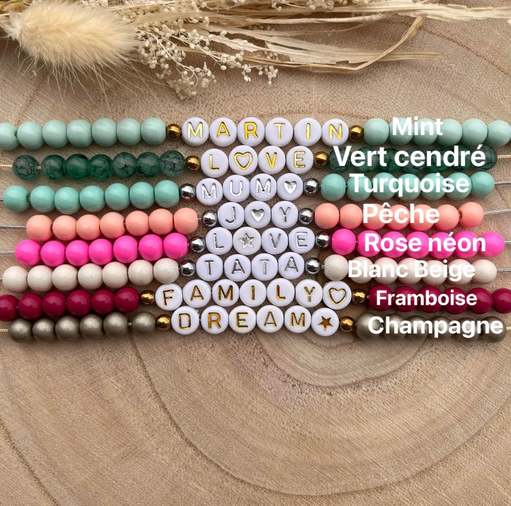 Bracelet PEPS perles colorées personnalisable