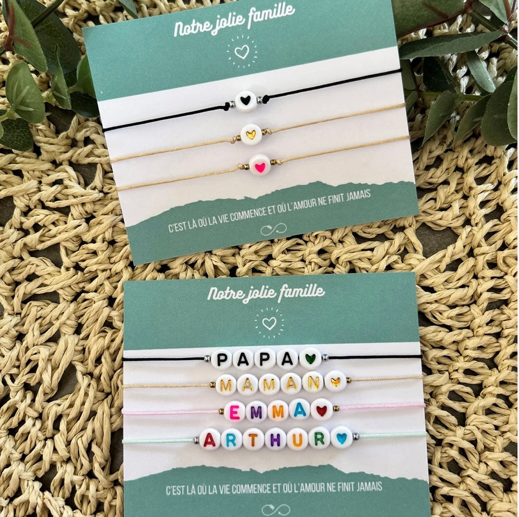 Bracelets personnalisés parents/enfants « Notre jolie Famille »