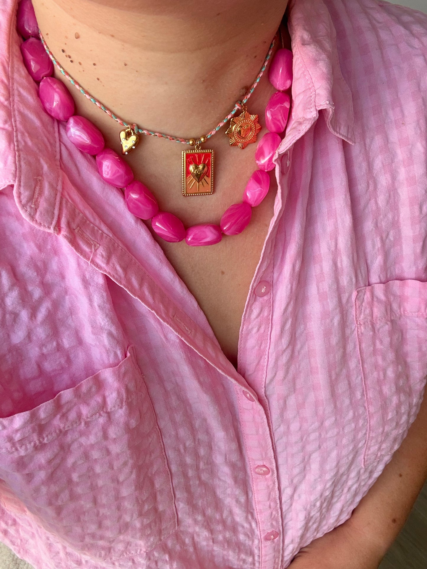 Collier Summer résine et acier inoxydable (3 couleurs)