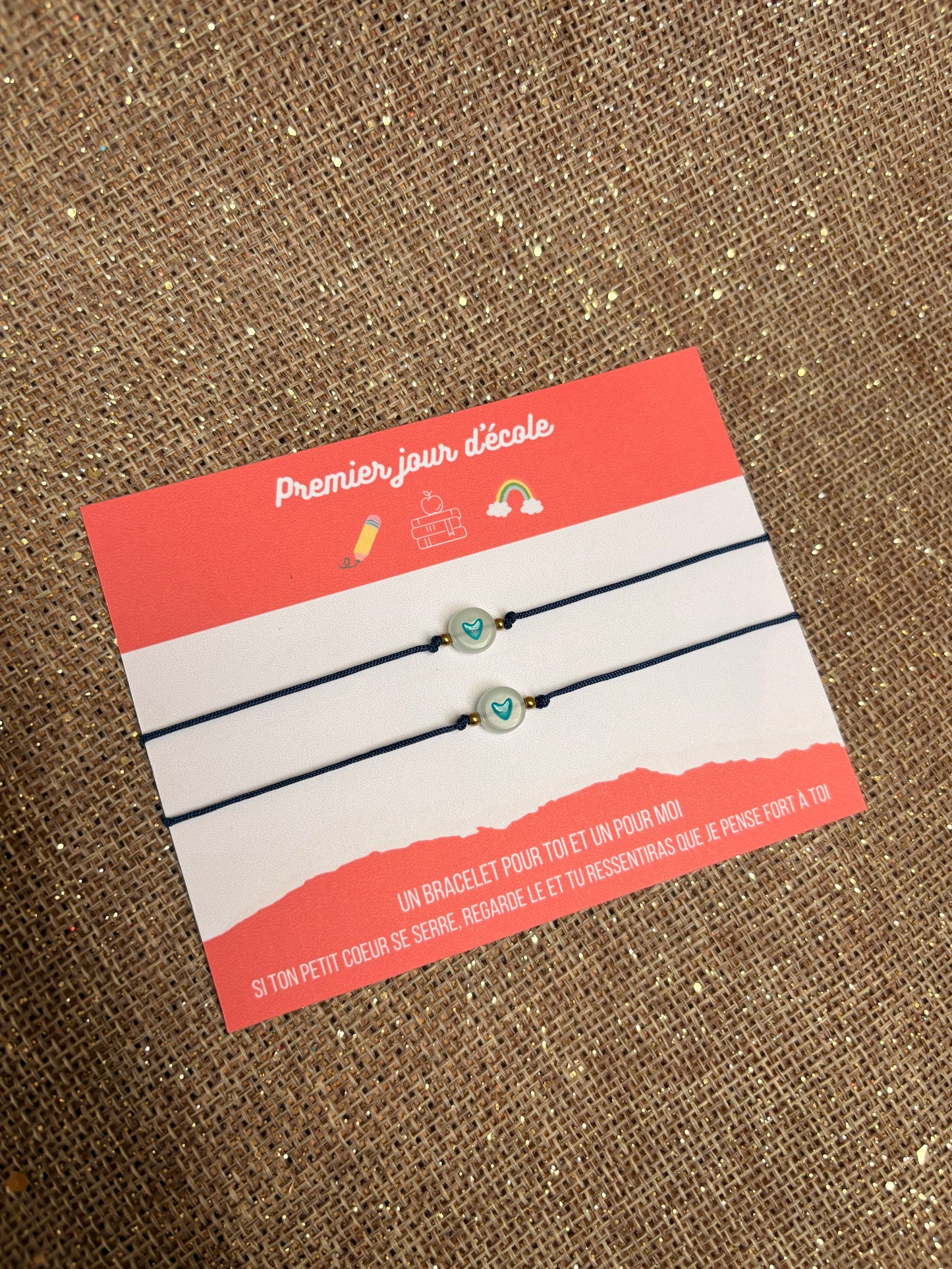 Duo de bracelets cœur parent enfant « C’est la rentrée »