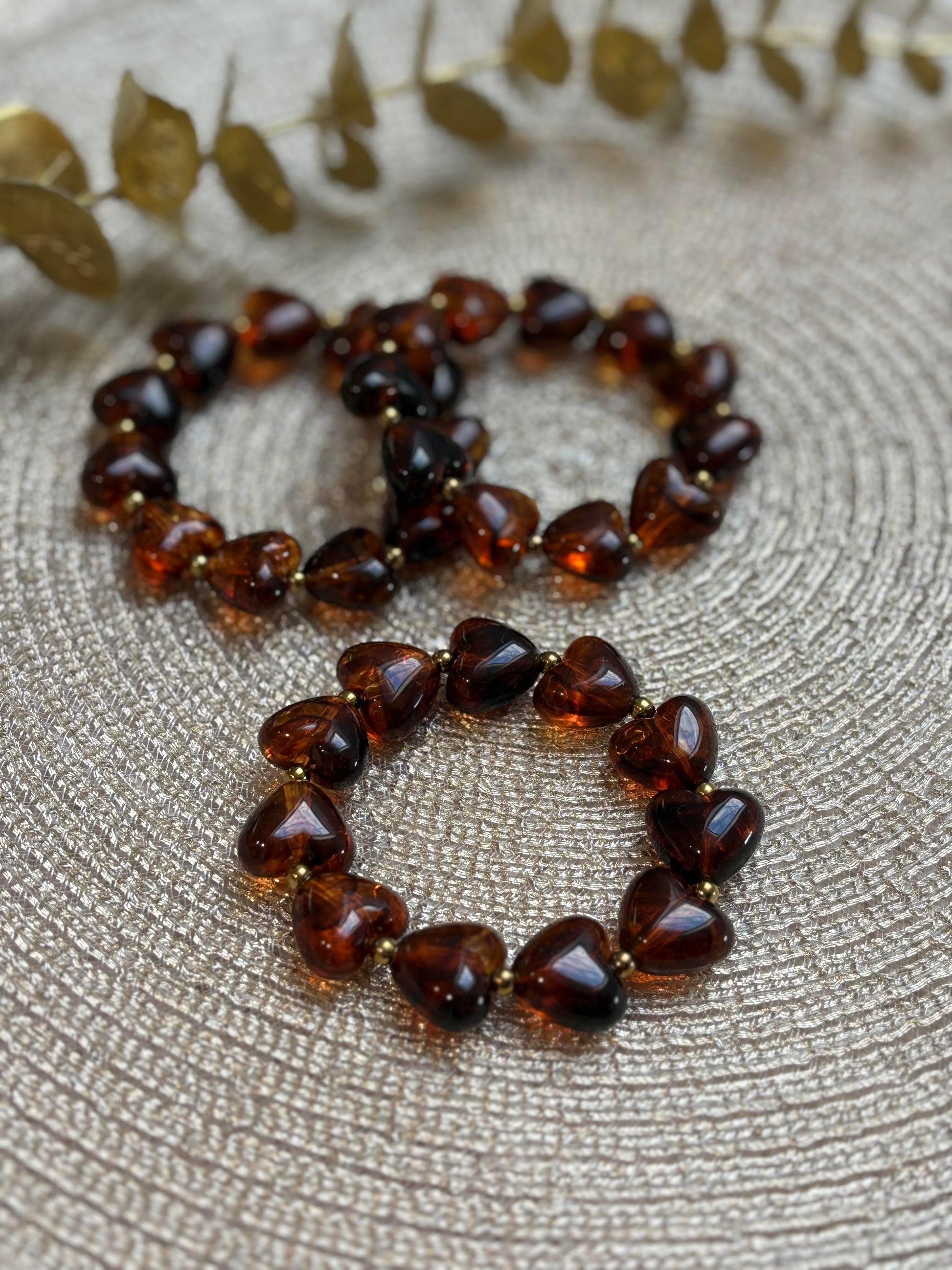 Bracelet perles en forme de coeurs - bijoux fait main femme - cadeau femme saint valentin