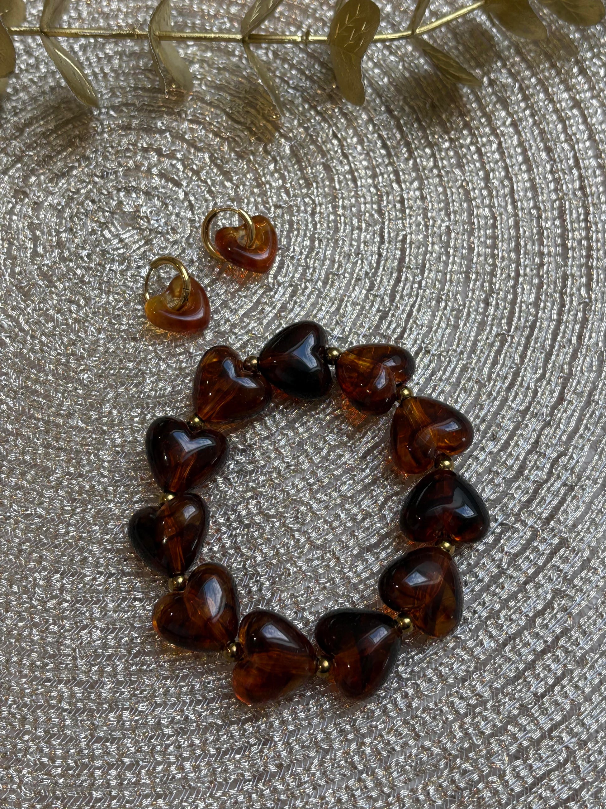 Bracelet perles en forme de coeurs - bijoux fait main femme - cadeau femme saint valentin