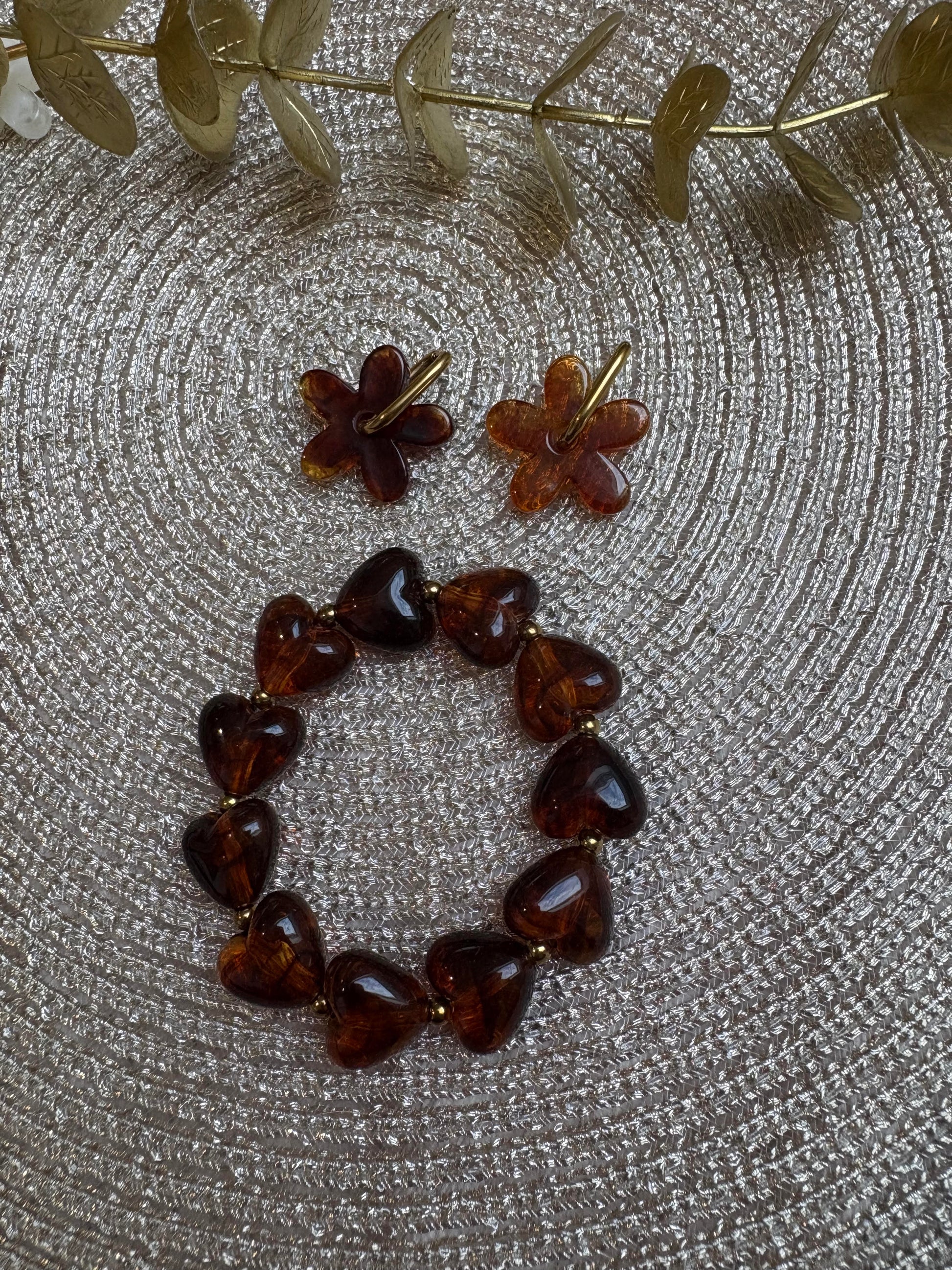 Bracelet perles en forme de coeurs - bijoux fait main femme - cadeau femme saint valentin