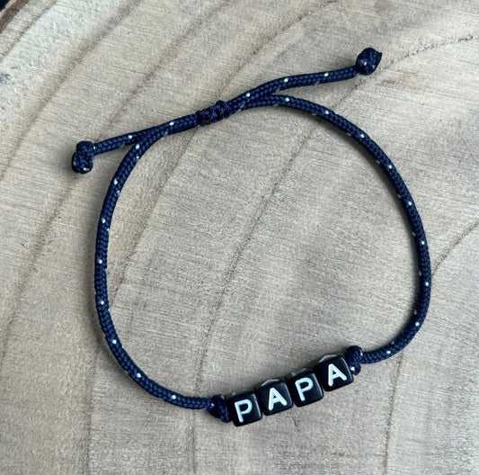 Bracelet corde Papa Bleu marine